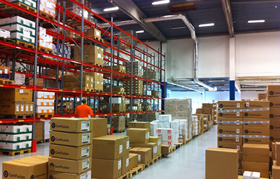 Storage spaces and locations in warehouse