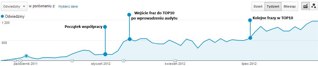 Wykres Google Analytics do Przykładu 1