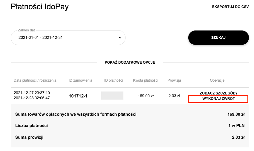 Zwrot środków z poziomu BOK