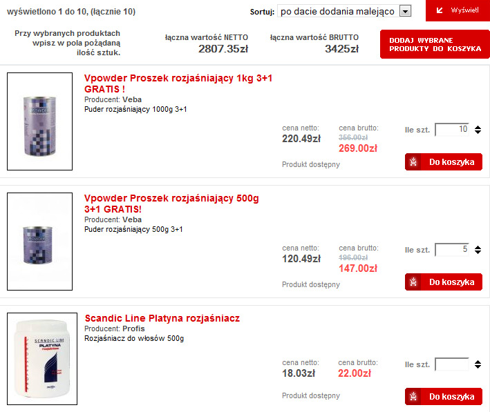 Hurtownia z cenami brutto i netto