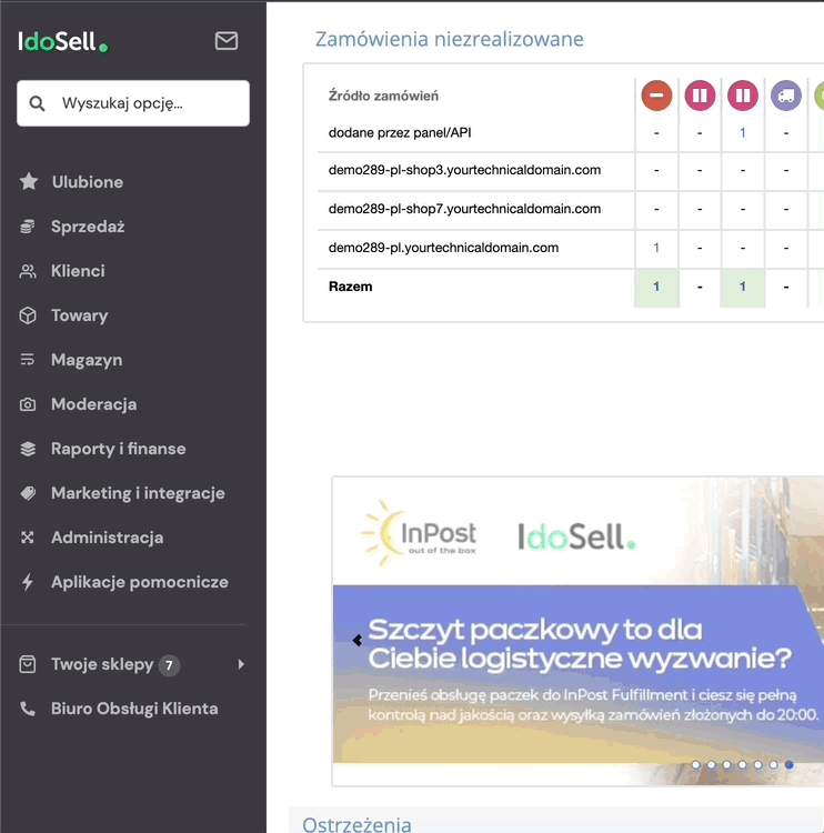 Menu - rozwijane sekcje