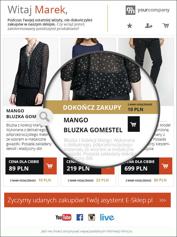 Oferowanie zniżki, gdy klient porzucił koszyk w sklepie internetowym