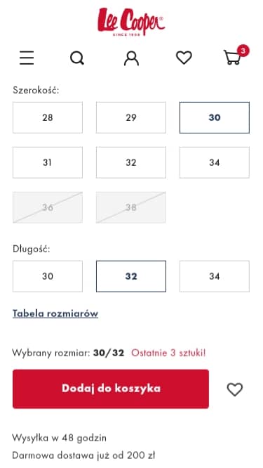 Karta towaru mobile - drugi zrzut ekranu