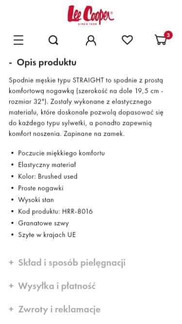 Karta towaru mobile - trzeci zrzut ekranu