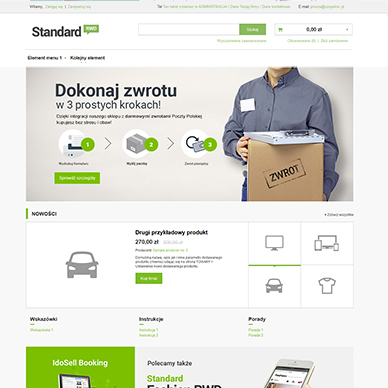 Schemat kolorystyczny template STANDARD sklepu IdoSell: kolor jasny zielony