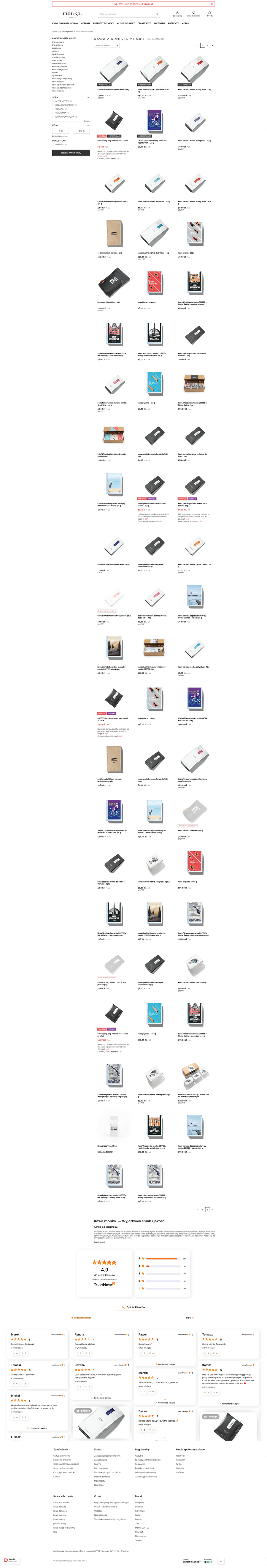 MonkoCoffee.pl Lista towarów