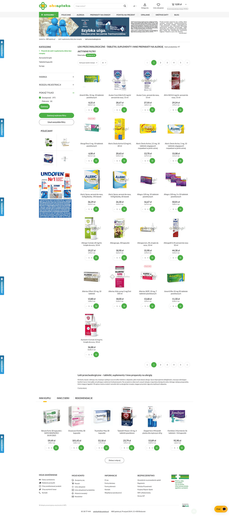 ABCApteka.pl Lista towarów