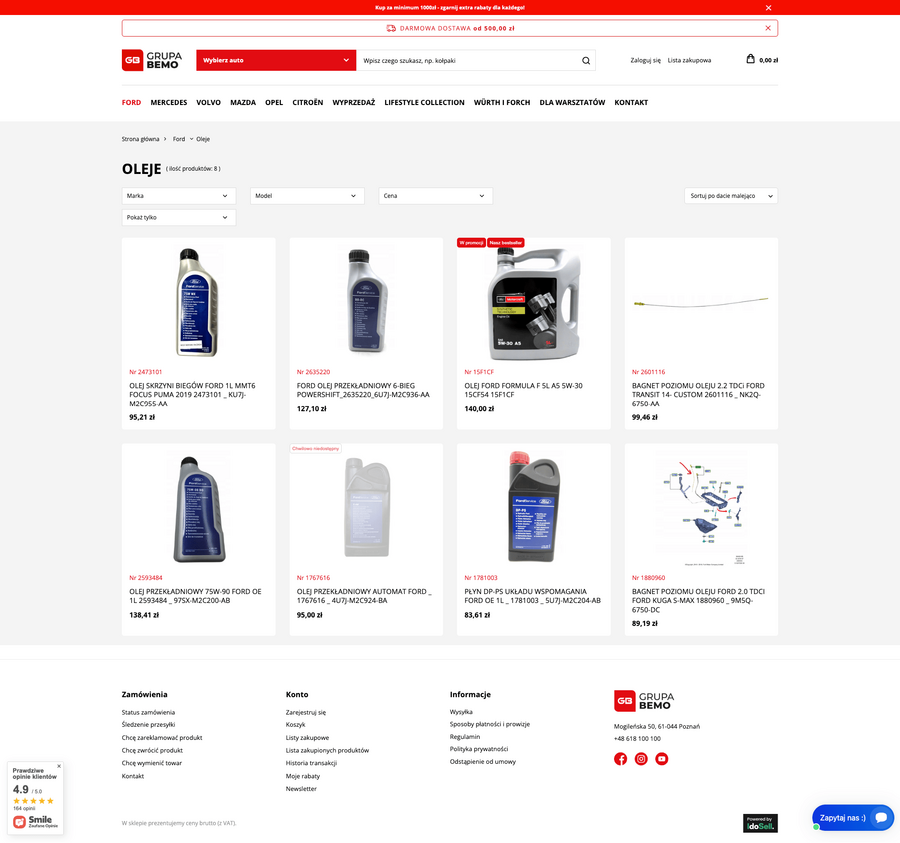 sklep.grupabemo.pl Lista towarów