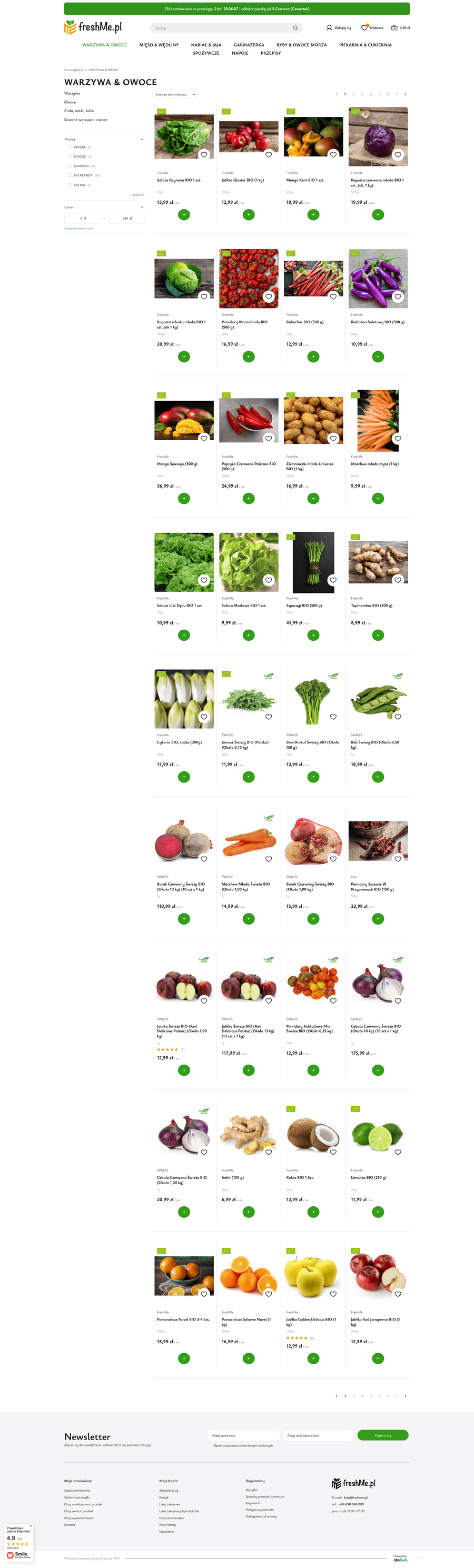 freshme.pl Lista towarów