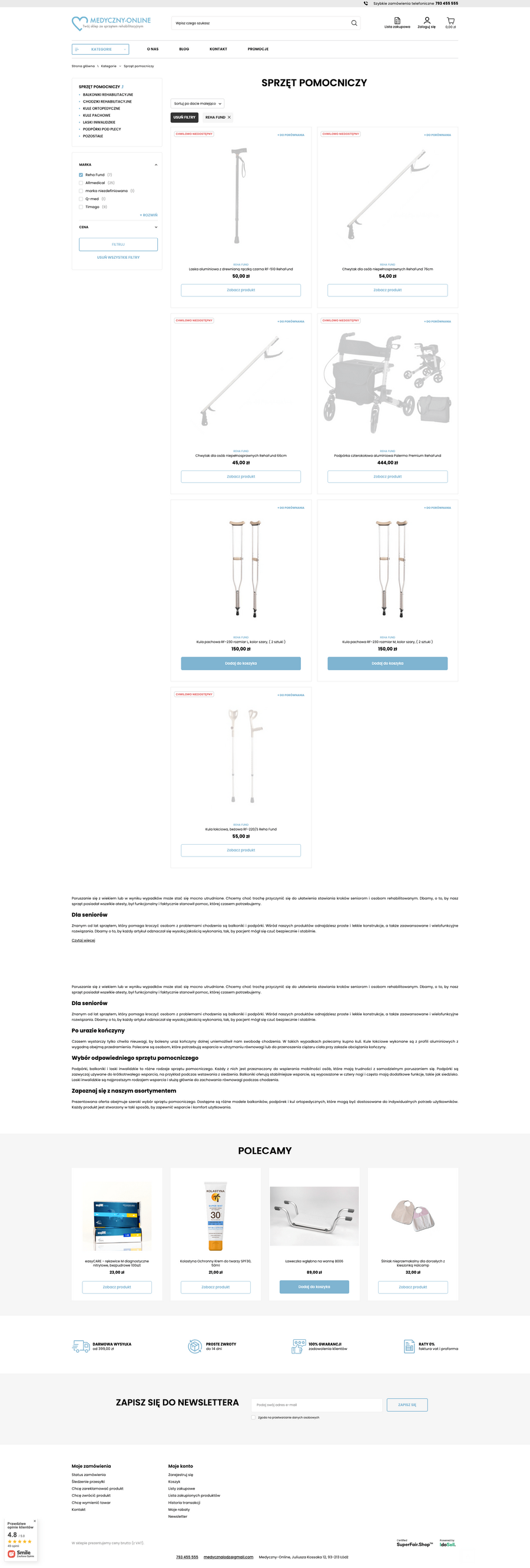 medyczny-online.pl Lista towarów