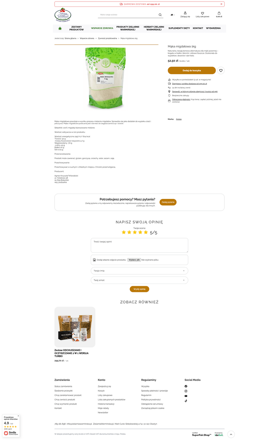 zielarniawarminska.pl Karta towaru