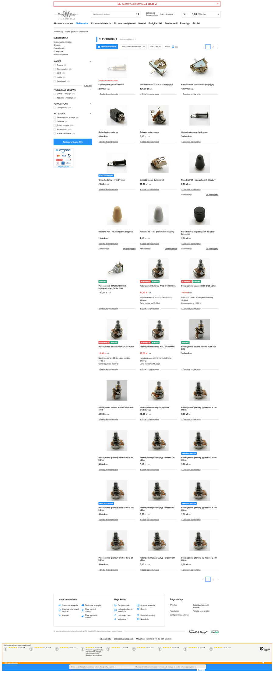 mayshop.pl Lista towarów