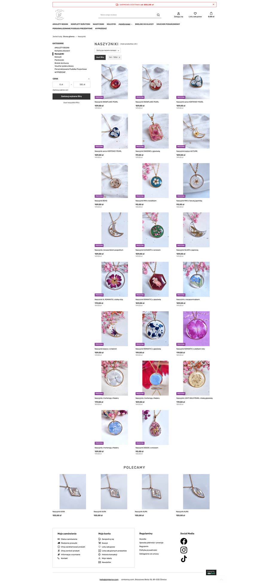 simkensy.pl Lista towarów