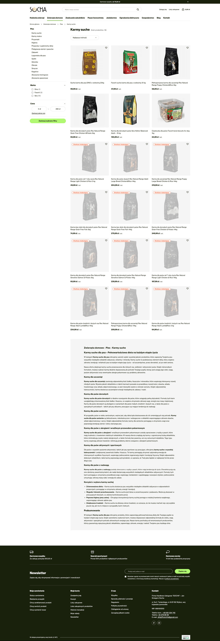 fhu-socha.pl Lista towarów