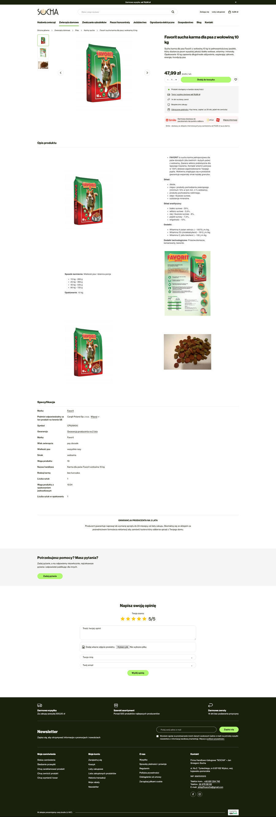 fhu-socha.pl Karta towaru