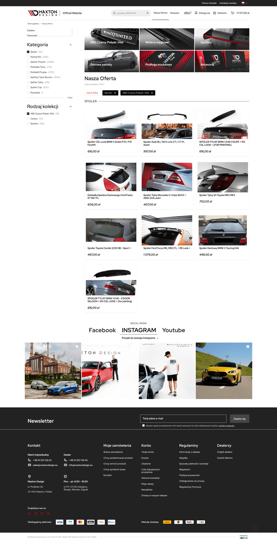 maxtondesign.pl Lista towarów