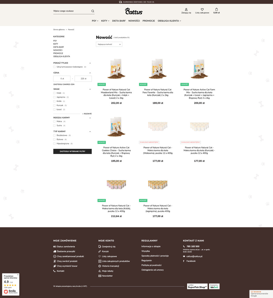 cattus.pl Lista towarów