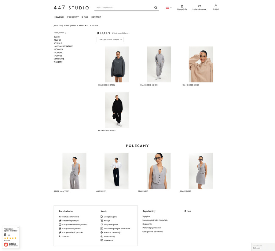 447studio.pl Lista towarów