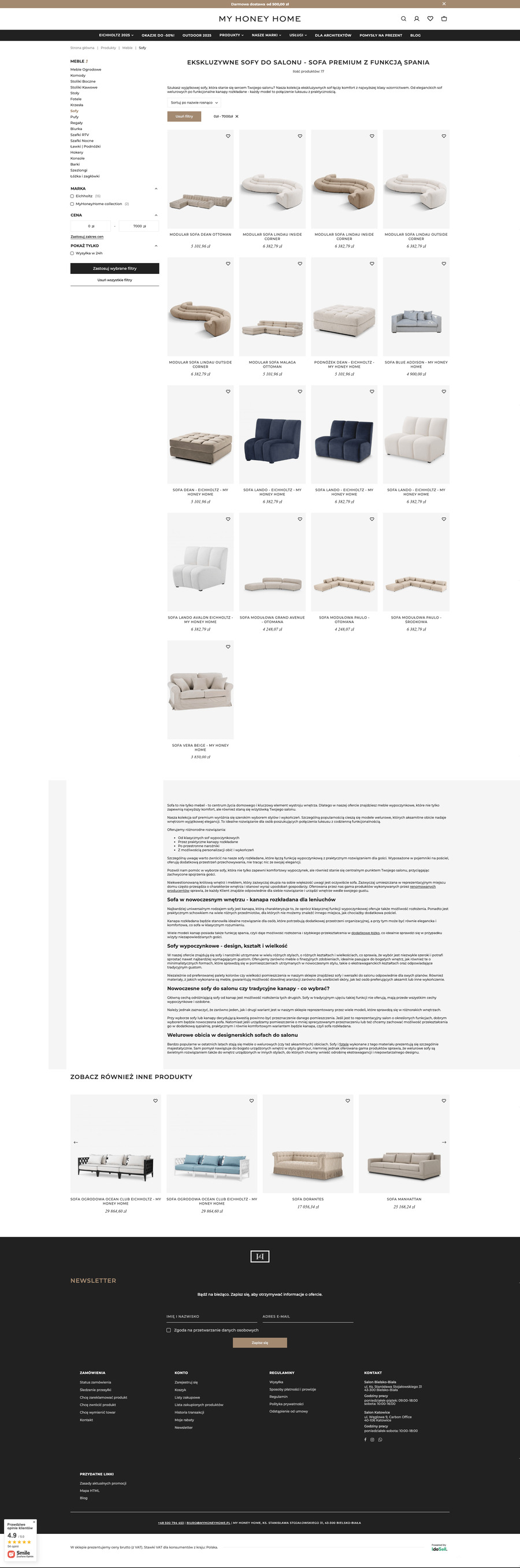 myhoneyhome.pl Lista towarów