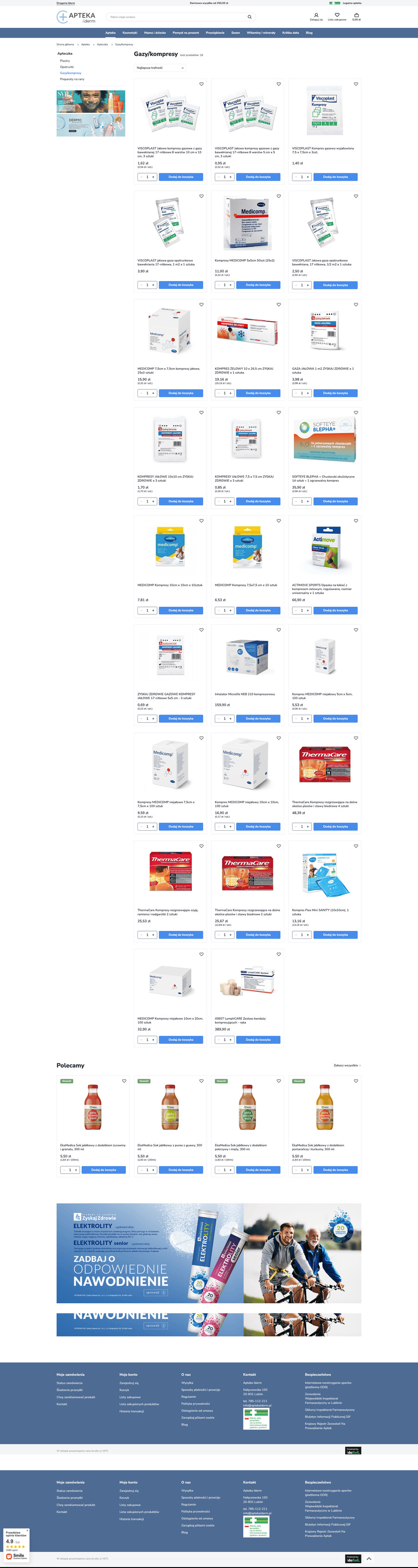 aptekaiderm.pl Lista towarów