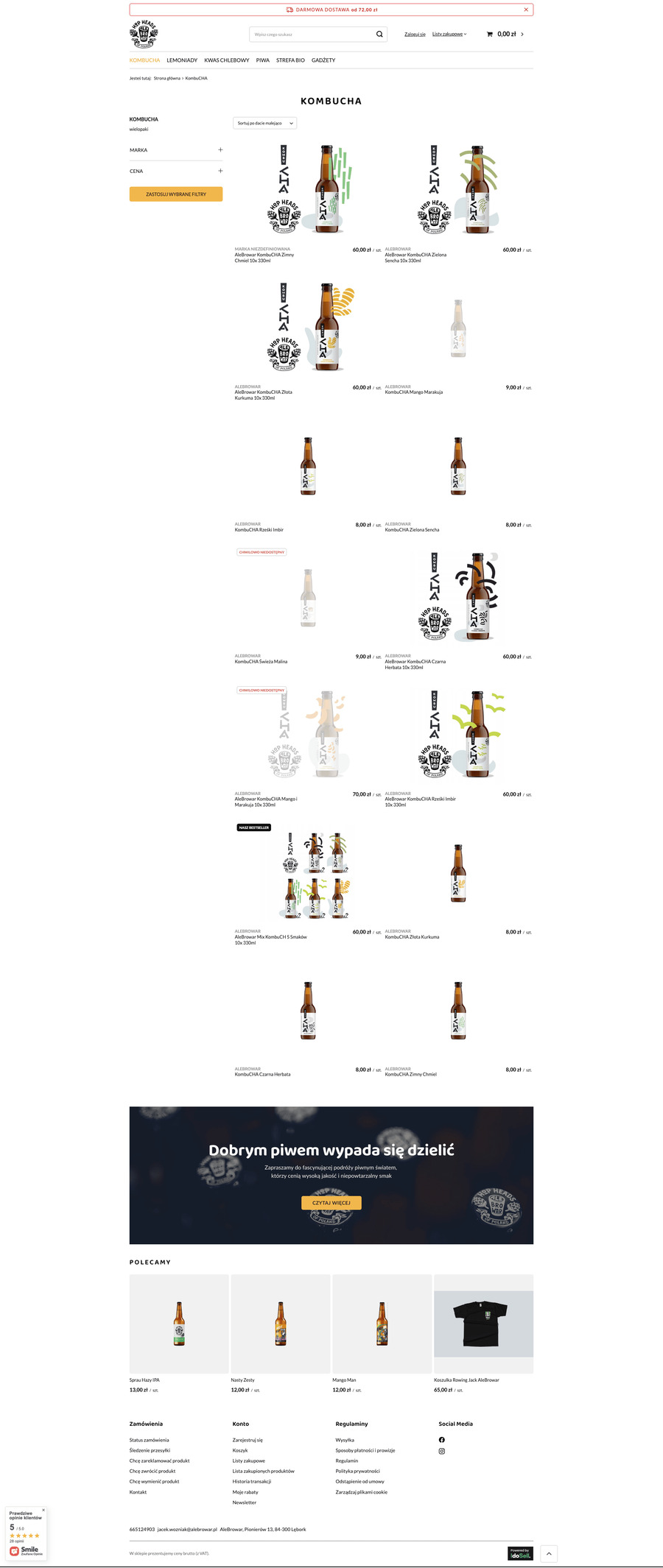 sklep.alebrowar.pl Lista towarów