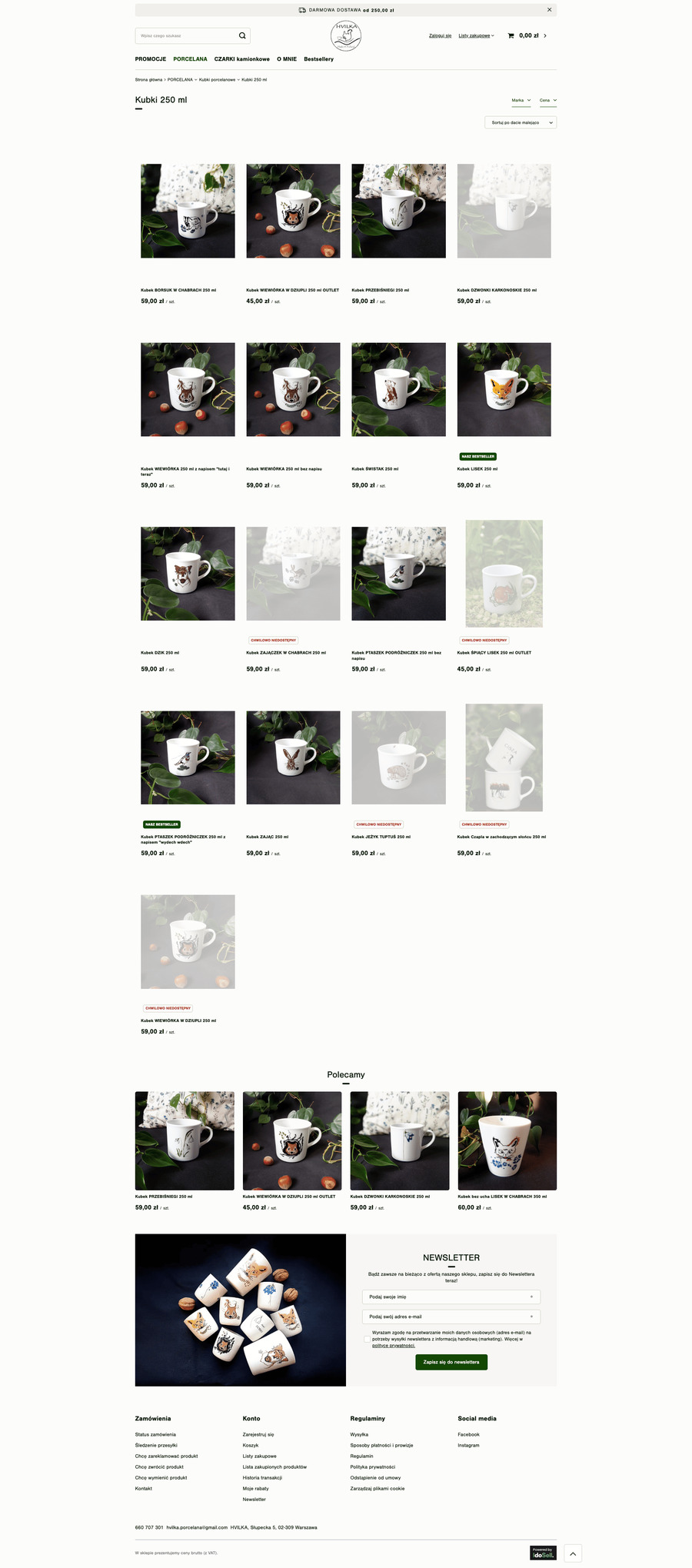 hvilka.pl Lista towarów