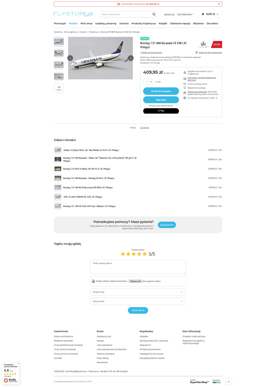 flystory.pl Karta towaru