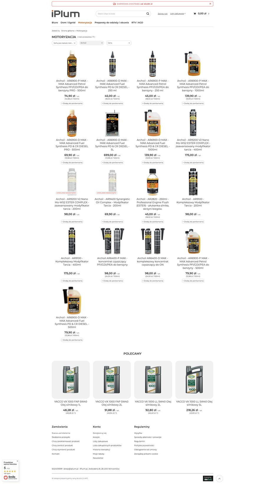 iplum.pl Lista towarów