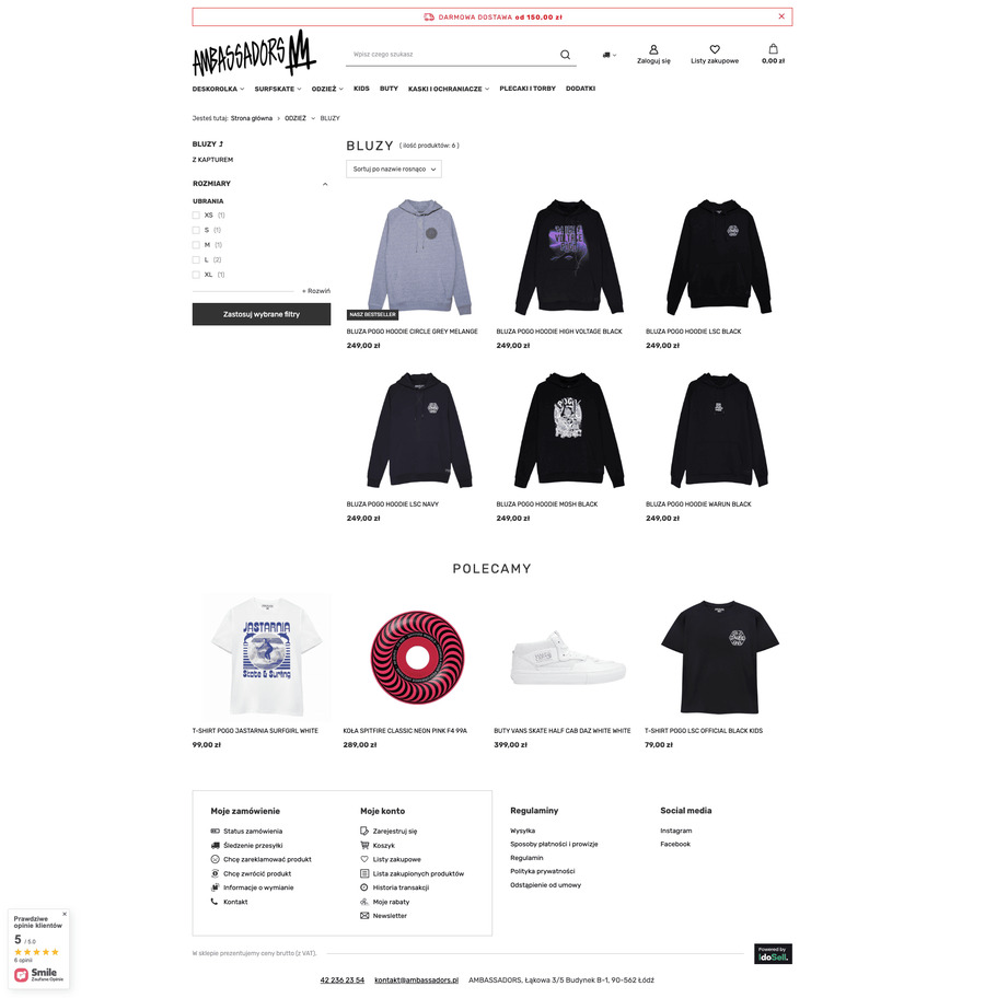 ambassadors.pl Lista towarów