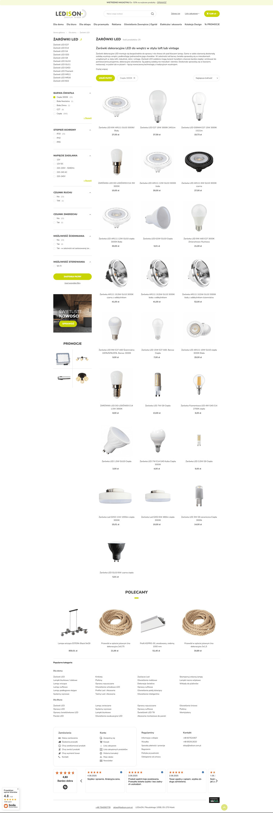 ledison.com.pl Lista towarów