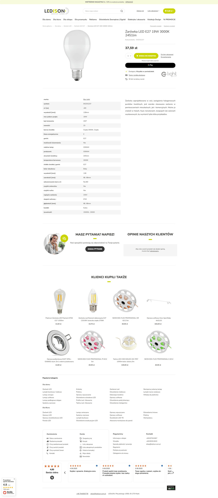 ledison.com.pl Karta towaru