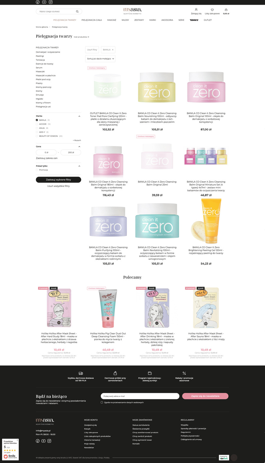 myasia.pl Lista towarów