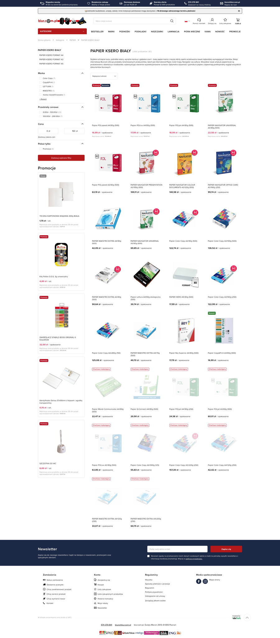 biur.com.pl Lista towarów