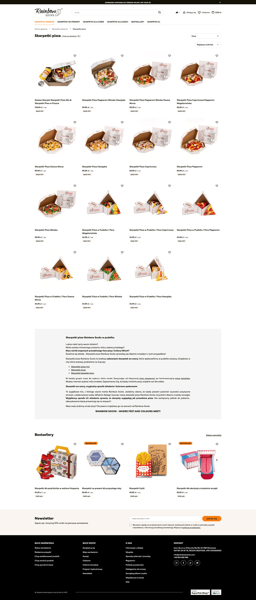 rainbowsocks.pl Lista towarów
