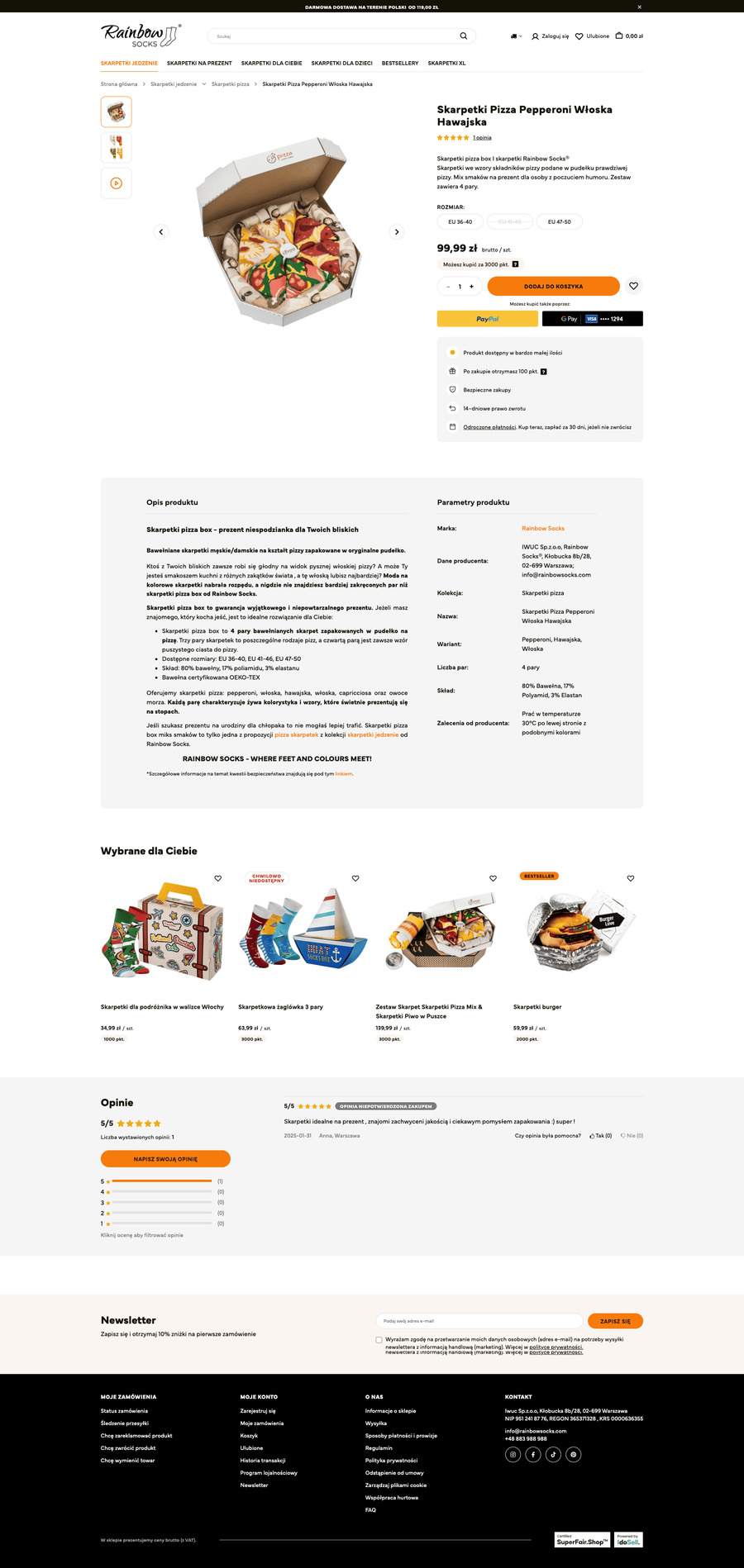rainbowsocks.pl Karta towaru