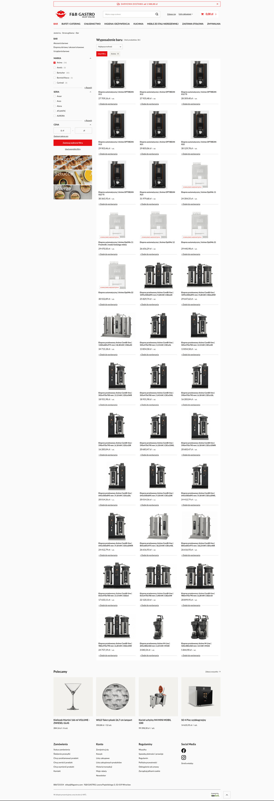 sprzetgastronomiczny.com Lista towarów