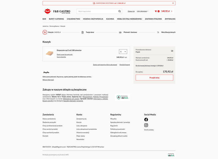 sprzetgastronomiczny.com Koszyk