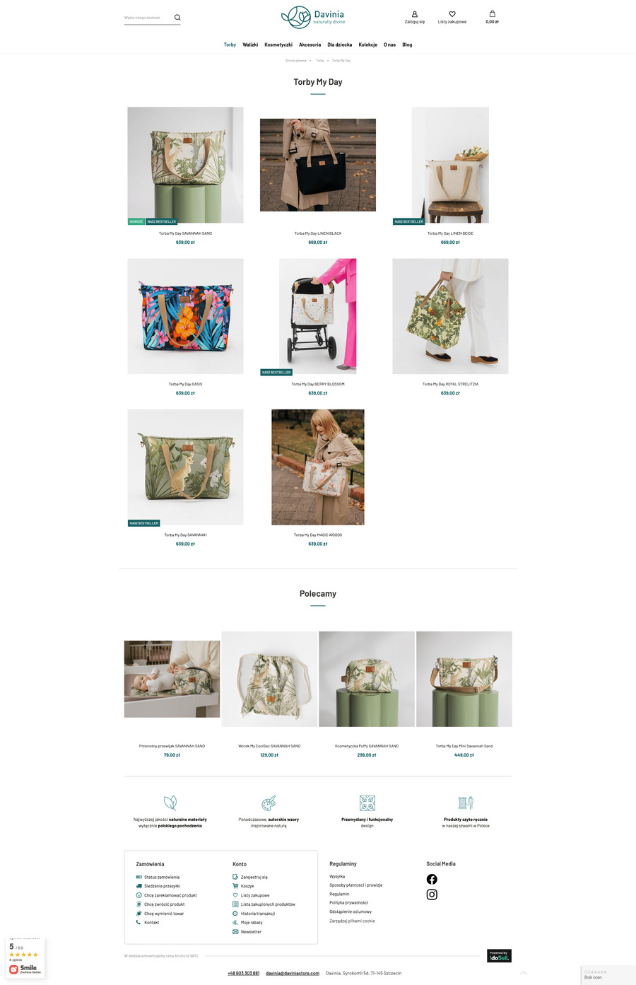 davinia.pl Lista towarów