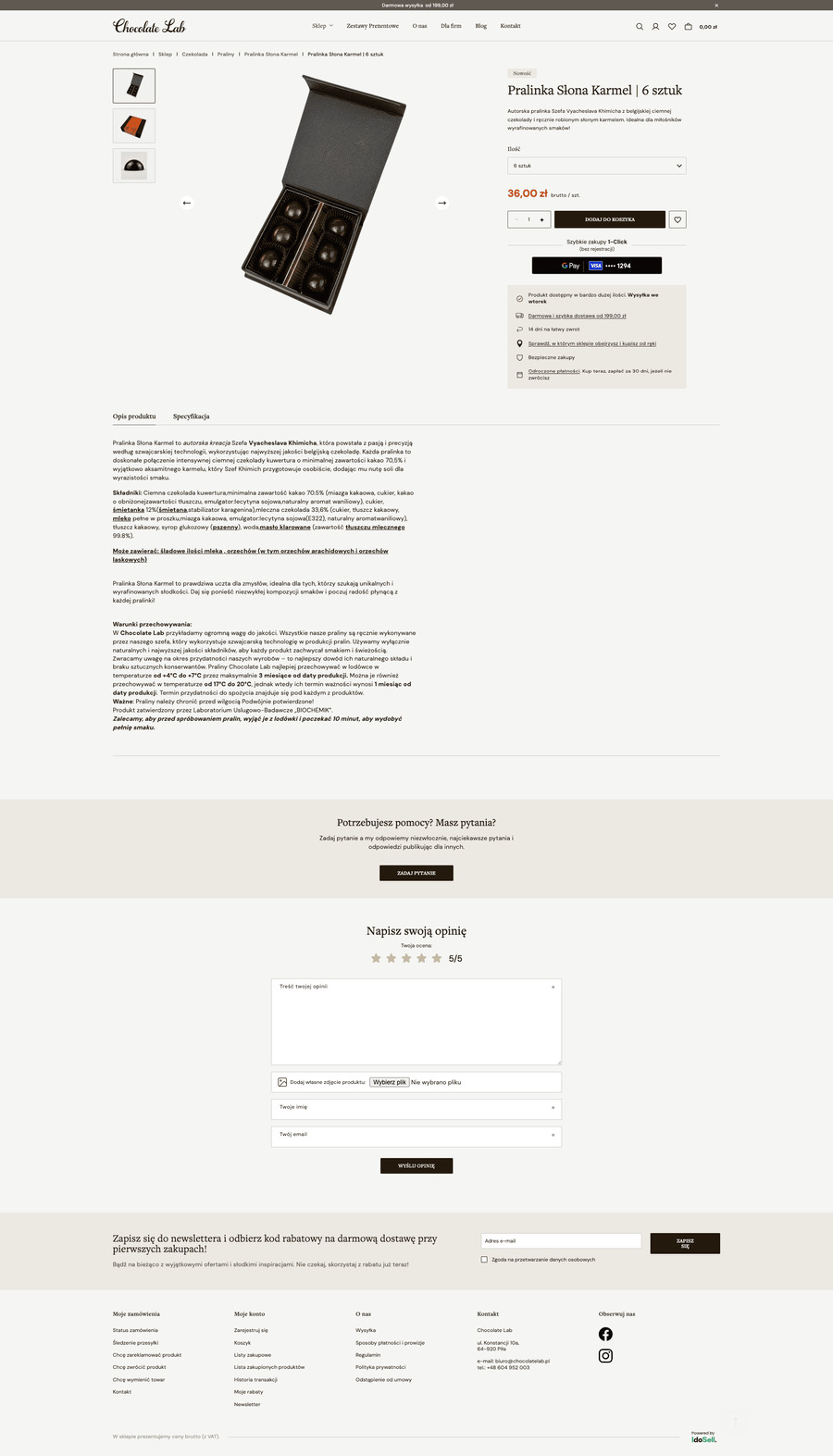 chocolatelab.pl Karta towaru