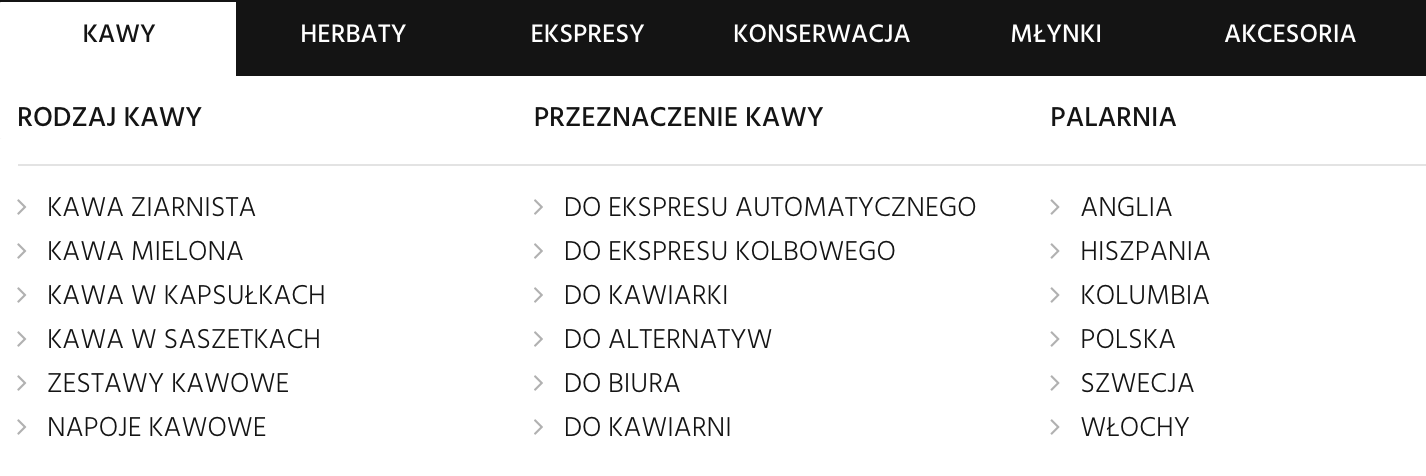Drzewko kategorii w sklepie konesso.pl - IdoSell Shop