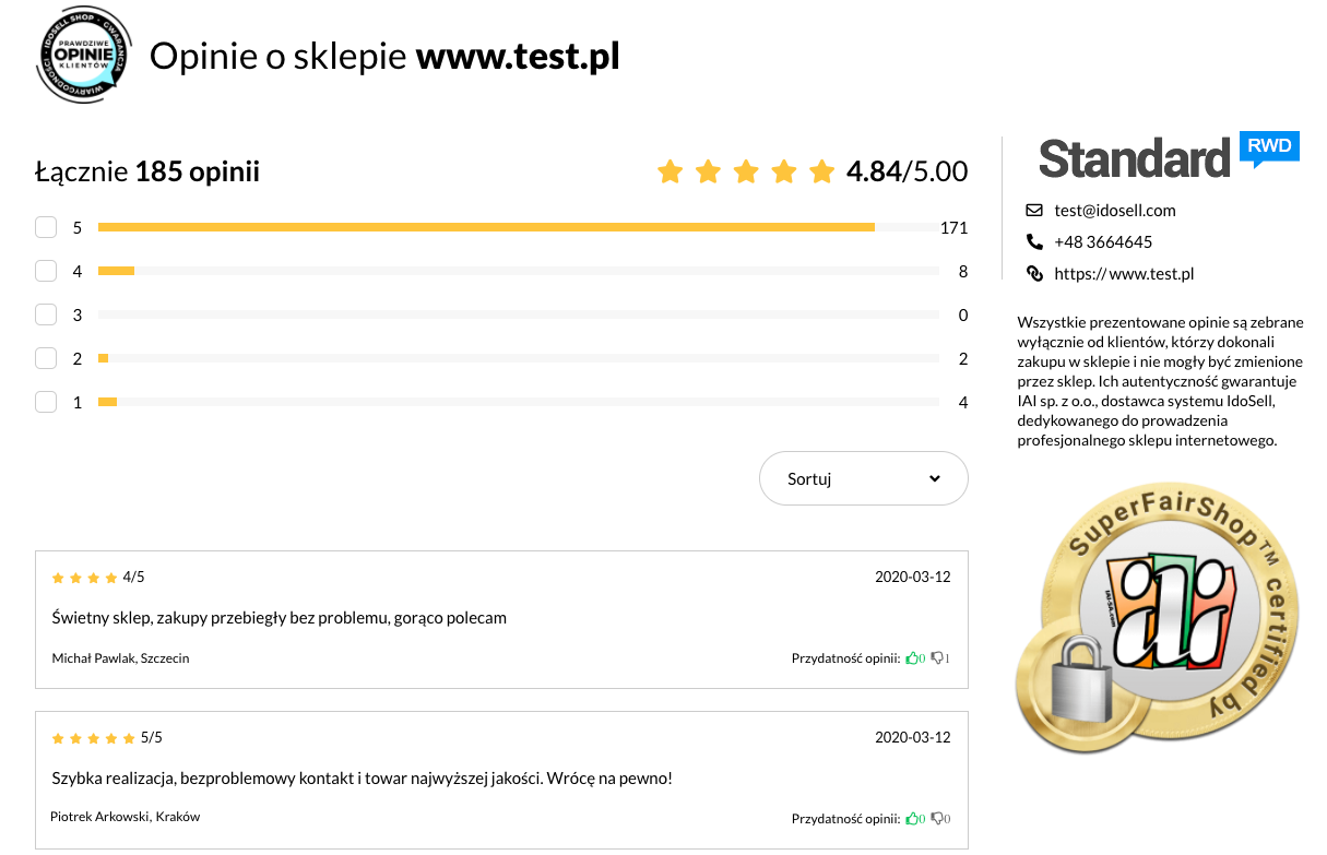 Nowa strona Zaufane Opinie IdoSell