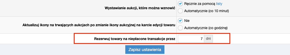 Rezerwuj towary na nieoplacone transakcje - Rezerwuj towary na nieoplacone transakcje