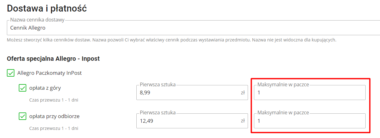 Allegro ilość w paczce - Allegro ilość w paczce