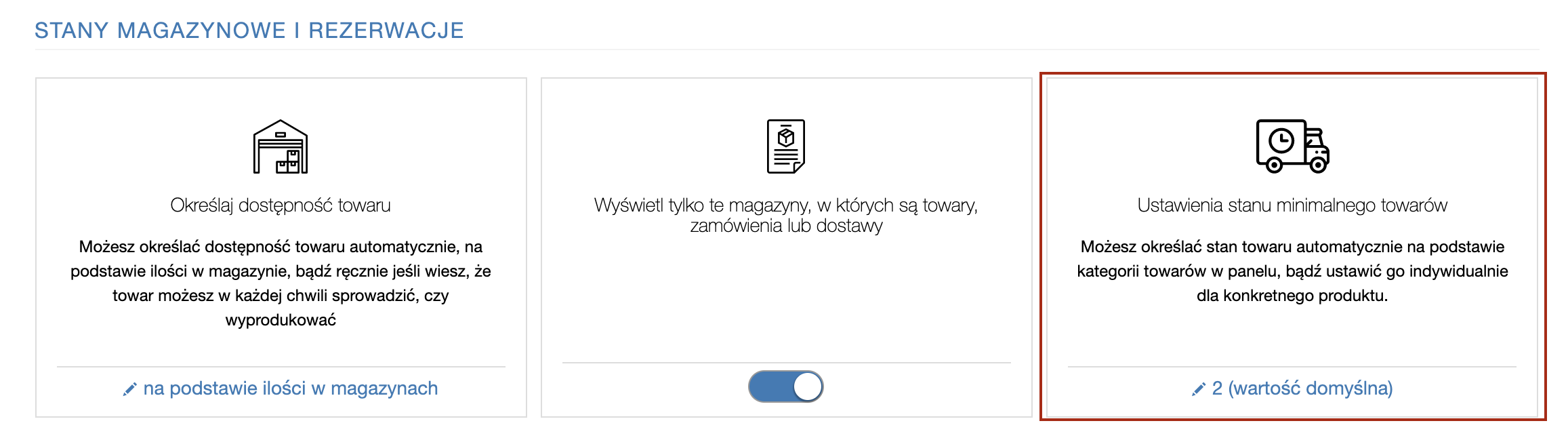 Stany minimalne na karcie towaru - Stany minimalne na karcie towaru