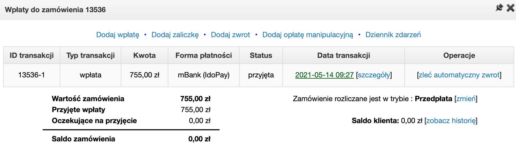 Zwroty PBL IdoPay - Zwroty PBL IdoPay