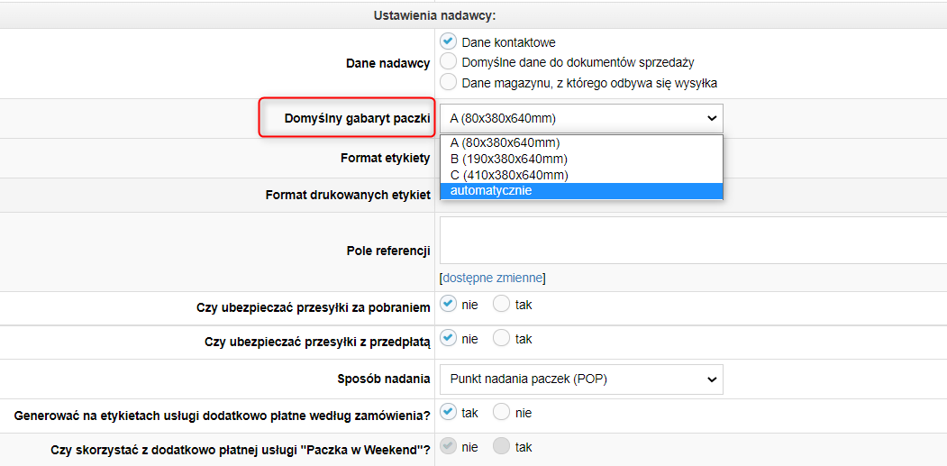 Gabaryty Inpost, IdoSell, Inpost Paczkomaty, integracje - Gabaryty Inpost, IdoSell, Inpost Paczkomaty, integracje