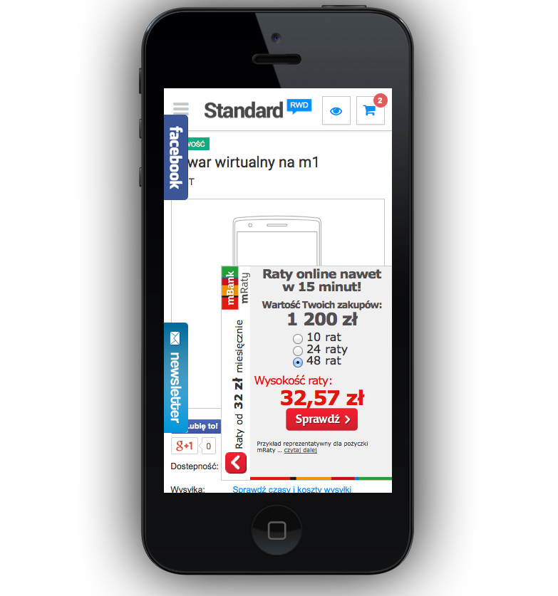 Strona wyświetlana na smartfonie, przysłonięta przez widgety 