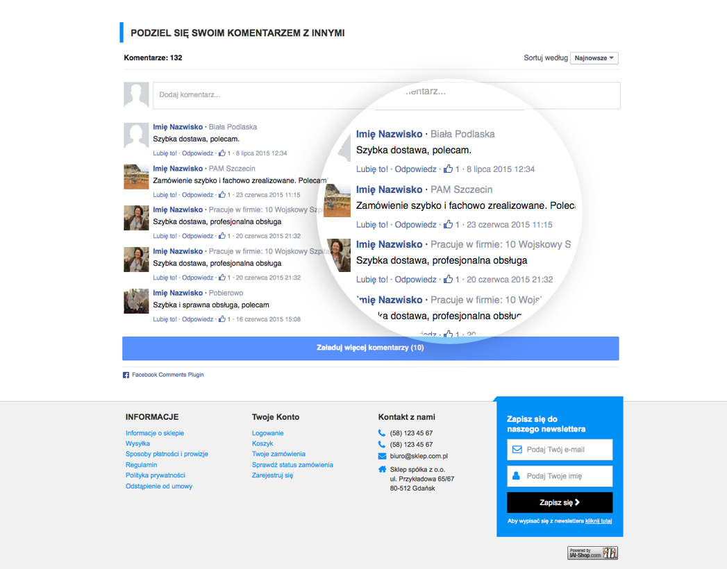 Komentarze do produktu zintegrowane z Facebook