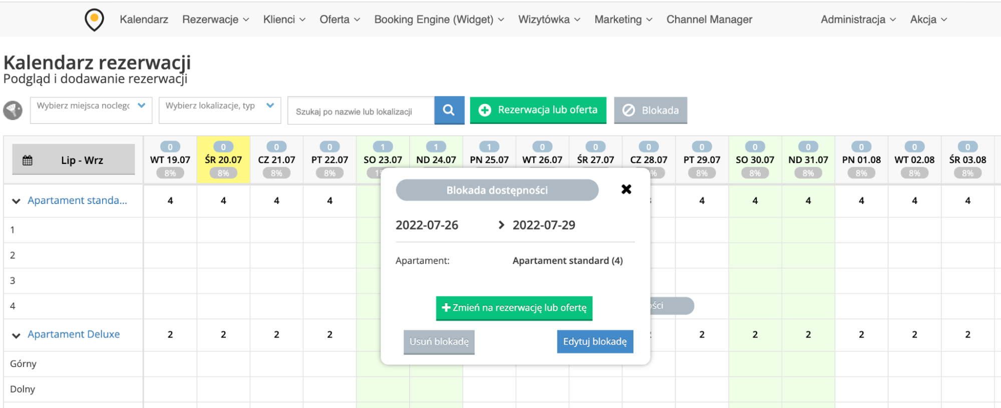 przekształcenie blokady