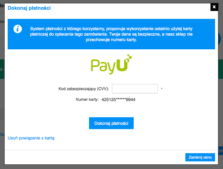 PayU płatność one click